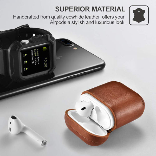 Luxury at Less Leather Finish Matte Shockproof Protector Case Compatible with Airpods 1 Earphone Casecover