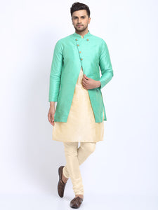 3 Pc set of Brocade Jacket with Kurta & Churidar Pajama by Luxury at Less