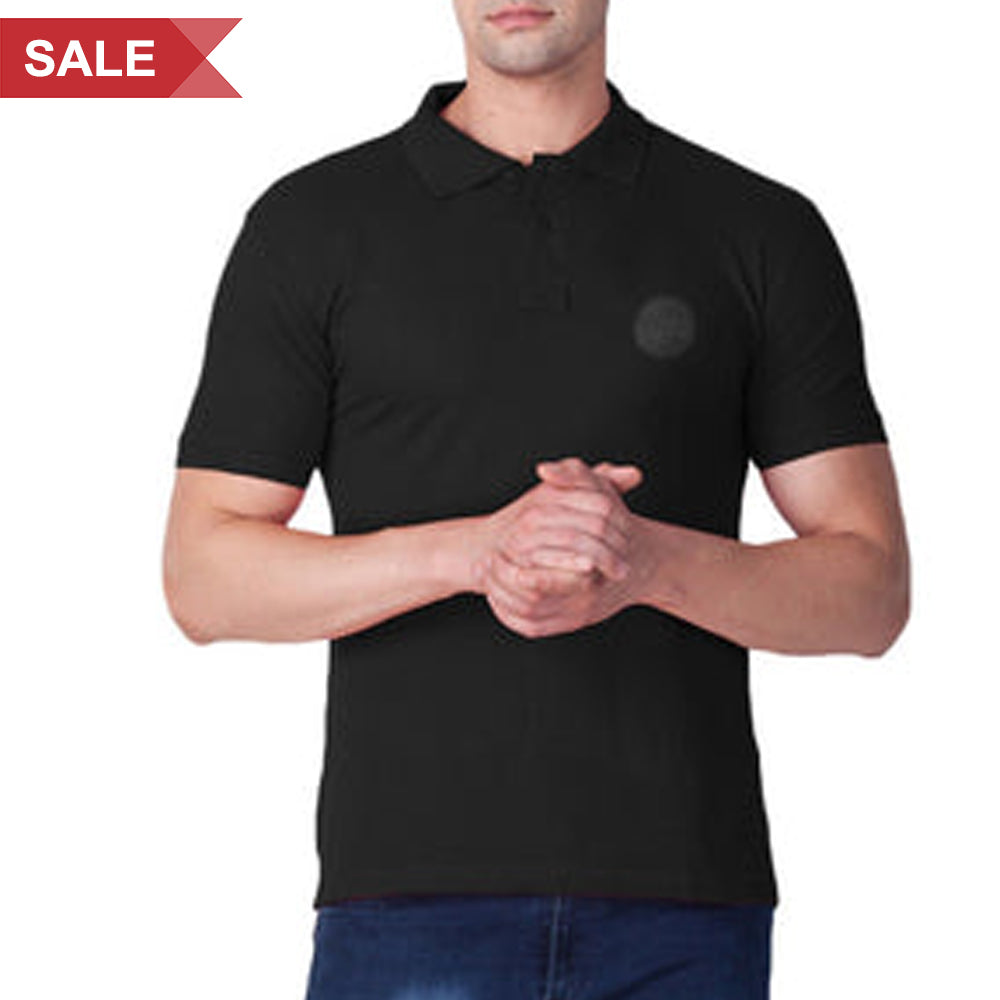 Black Lycra T-Shirt With Logo Embroidery