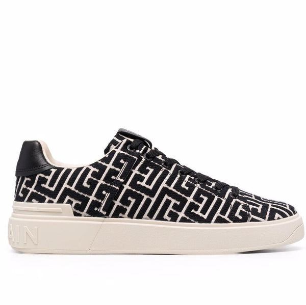 Premium B-Court Monogram-Pattern Sneakers