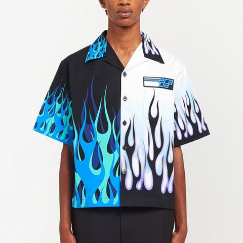 Latest Double Match Flames Print Shirt