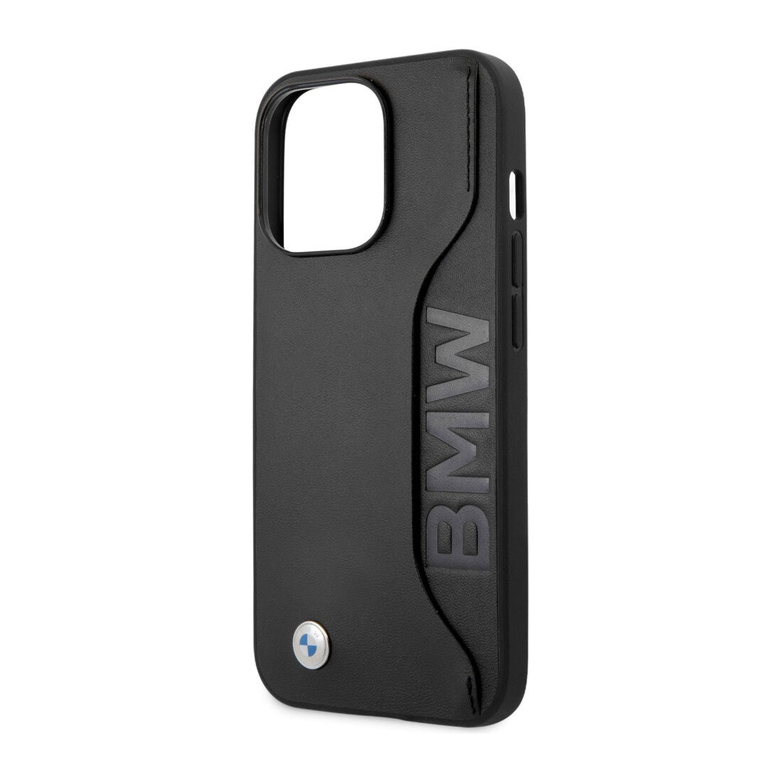 BMW HC Leather Wordmark Card Slot Black Case for iPhone 14 Series