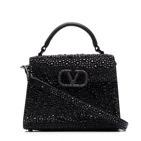 Luxury Crystal-Embellished Leather Tote Bag