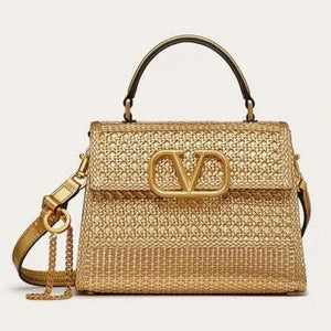 In Woven Metallic Small Vsling Handbag