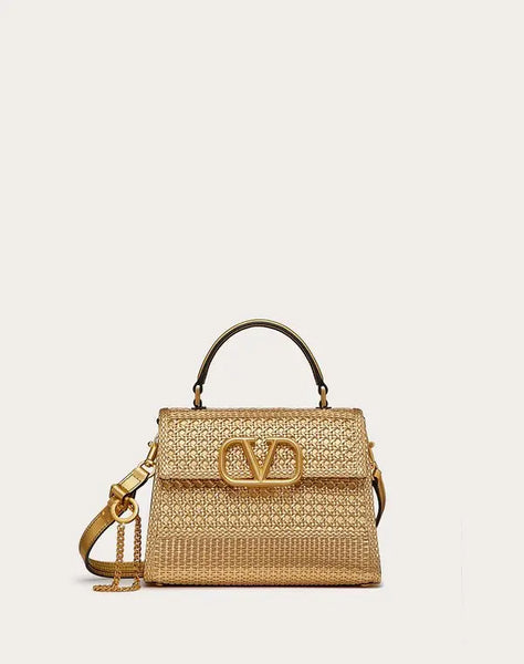 In Woven Metallic Small Vsling Handbag