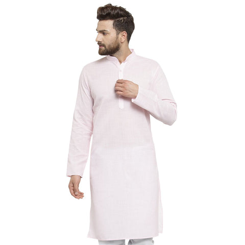 New Lenin Plain Kurta In Pink By Luxury at Less