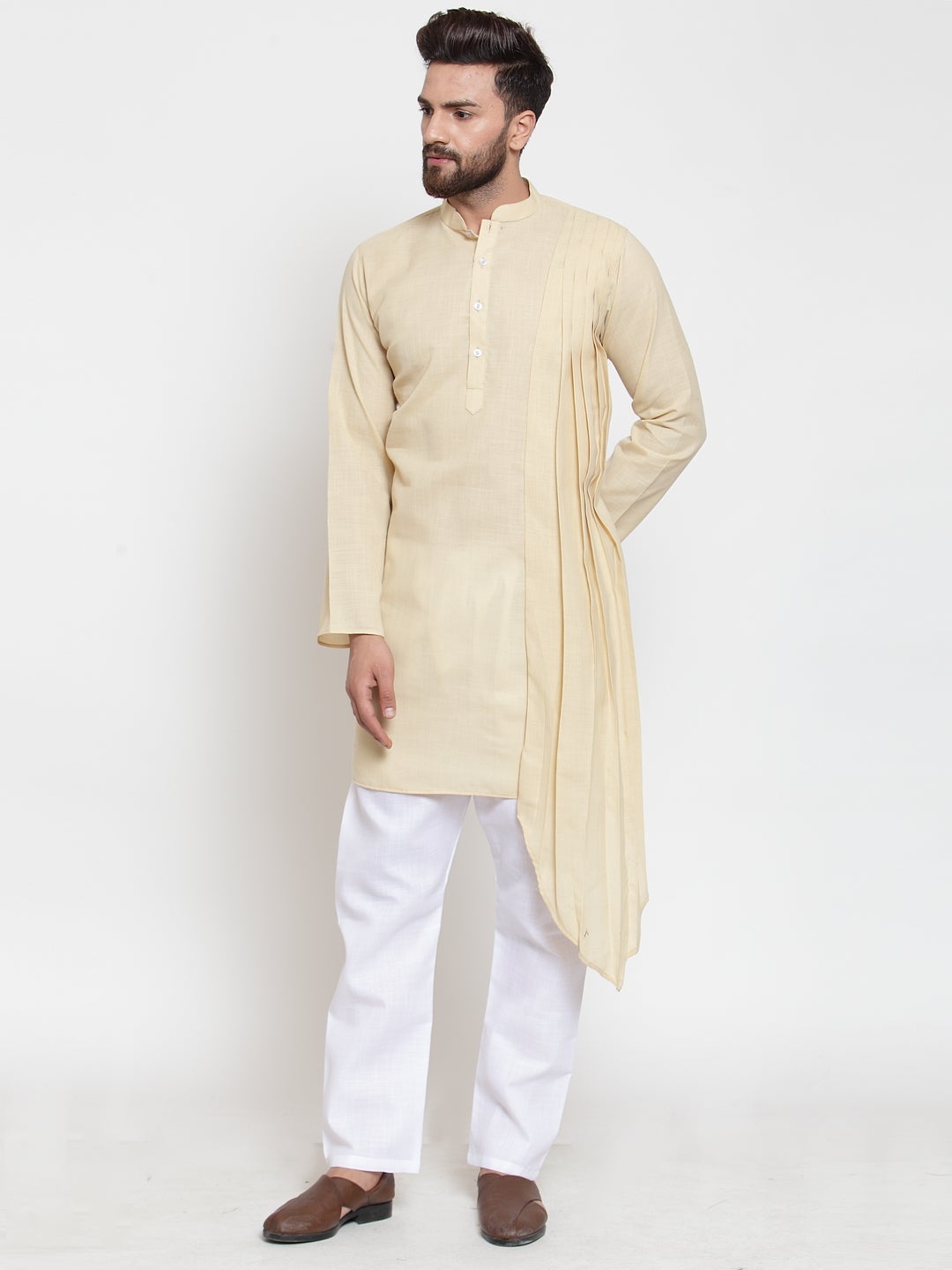 Designer Full Sleeve Linen Kurta Pajama Set