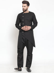 Designer Linen Kurta Black Pajama Set