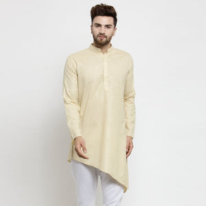 Designer Beige Linen Kurta  For Men By Visach