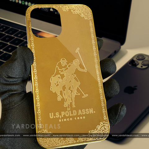 Designer Royal Golden Case With Embossing Work For iPhone