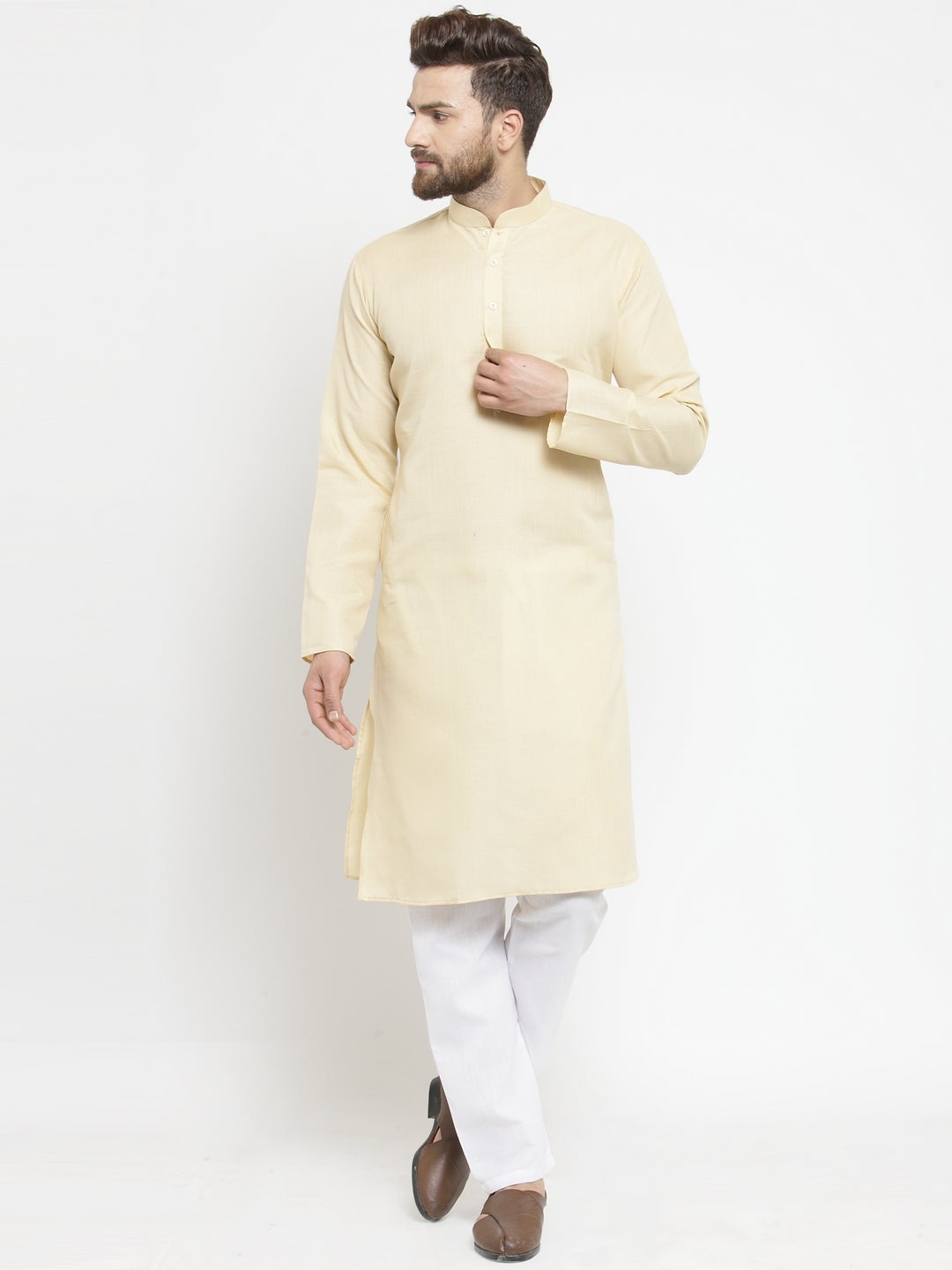 Designer Full Sleeve Linen Kurta Pajama Set