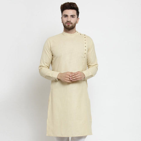 beige linen kurta for men