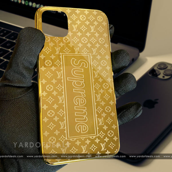 Designer Royal Golden Case With Embossing Work For iPhone