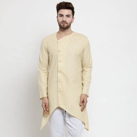 Designer Beige Linen Kurta For Men By Visach