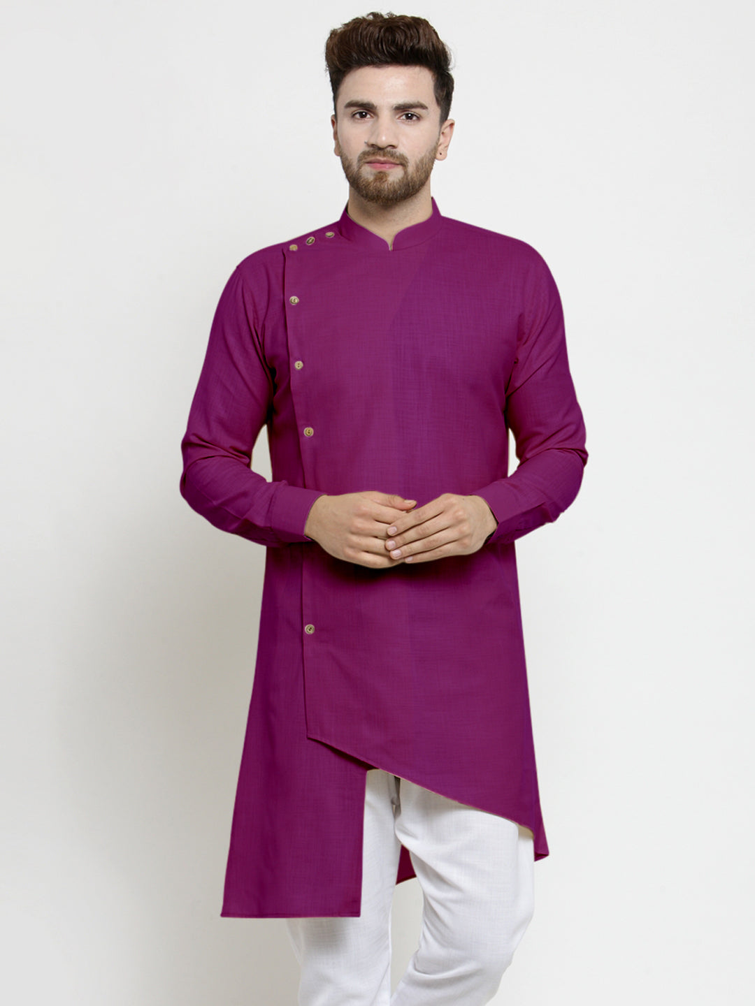 Designer Purple Linen Kurta For Men By Luxury at Less