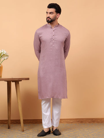 Traditional Ethnic Wear Lavender  Embellished Sequinned  Straight Rayon  Kurta Pyjama Set  For Men