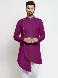 Designer Purple Linen Kurta For Men By Luxury at Less