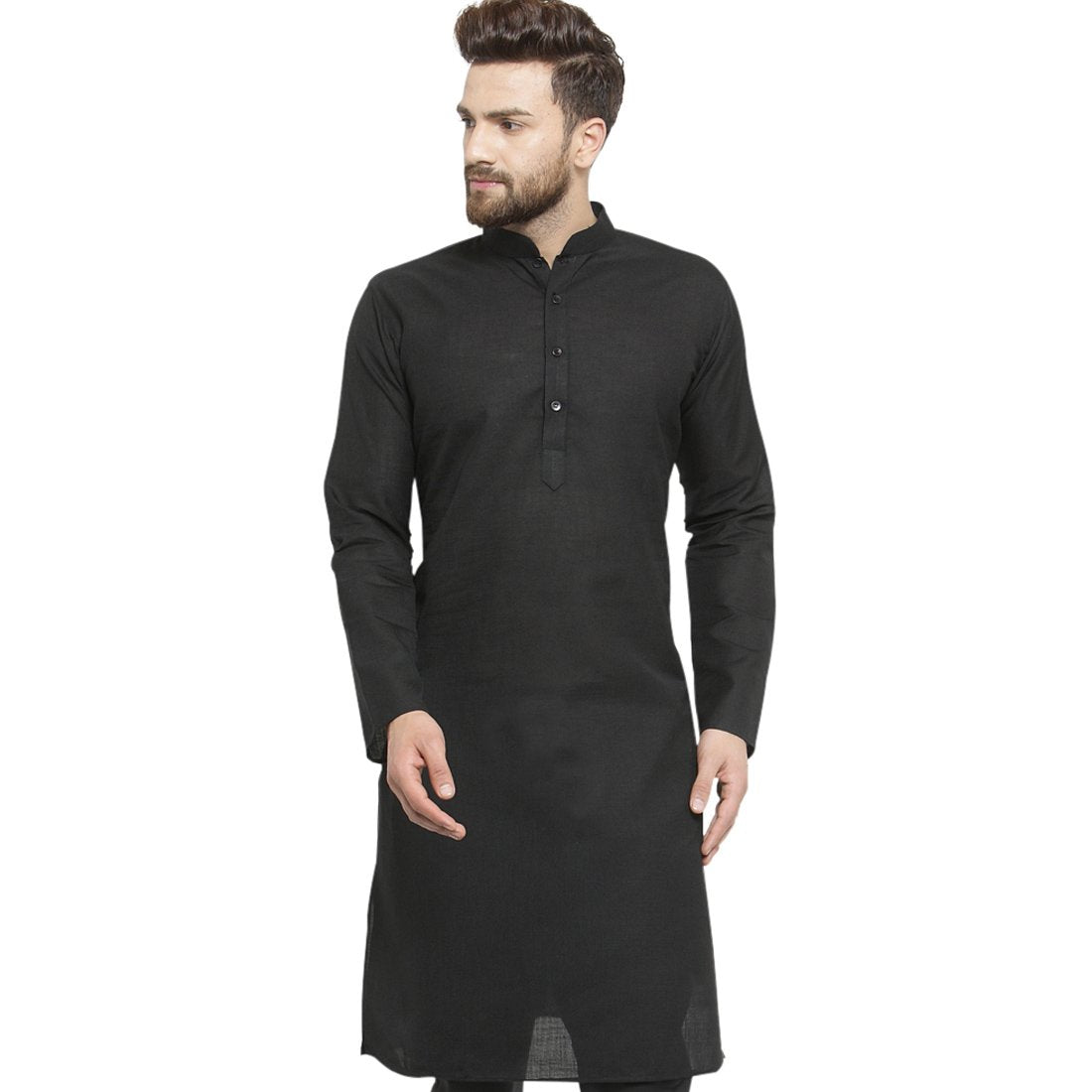 New Lenin Plain Kurta in Black By Luxury at Less