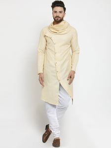 Designer Beige Kurta and Pajama Set for men by Luxury at Less