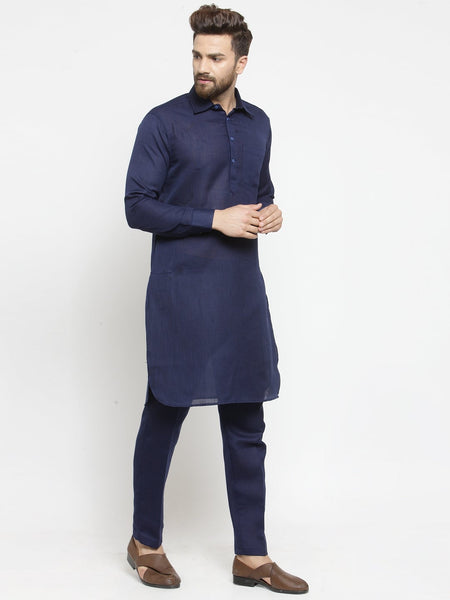 Designer Linen Pathani Kurta Pajama Set