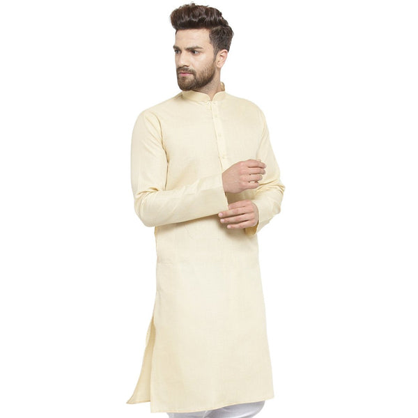 New Lenin Plain Kurta In Beige By Luxury at Less