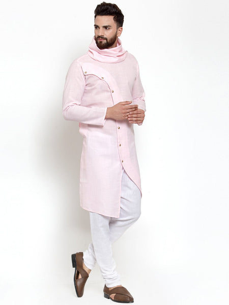 Pink Kurta For Men | Designer Full Sleeve Linen Kurta For Men