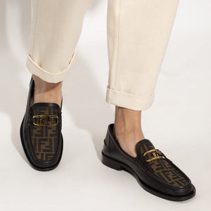 Black Leather O'Lock Loafers