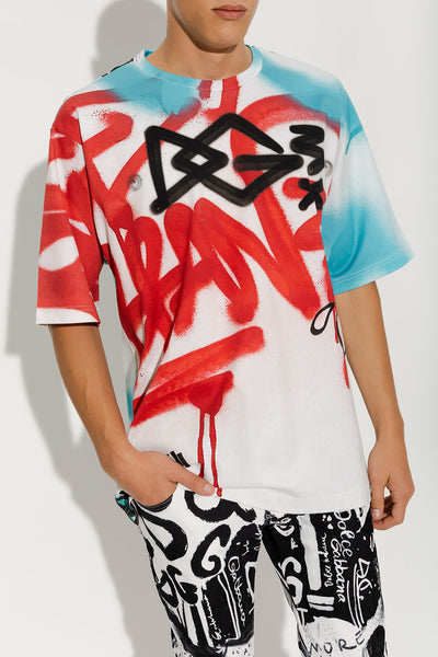 Multicolour Printed  Drop Shoulder T-Shirt