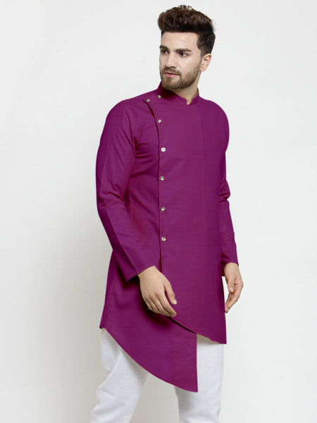 Designer Purple Linen Kurta For Men By Luxury at Less