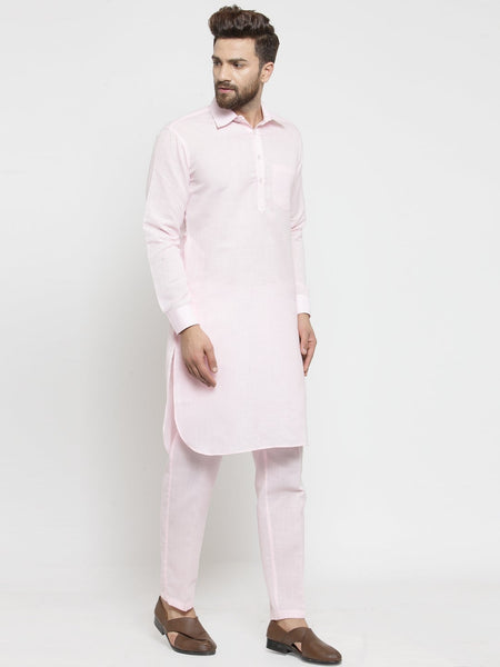 Designer Linen Pathani Kurta Pajama Set