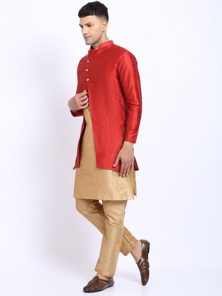 3 Pc set of Brocade Jacket with Kurta & Churidar Pajama by Luxury at Less