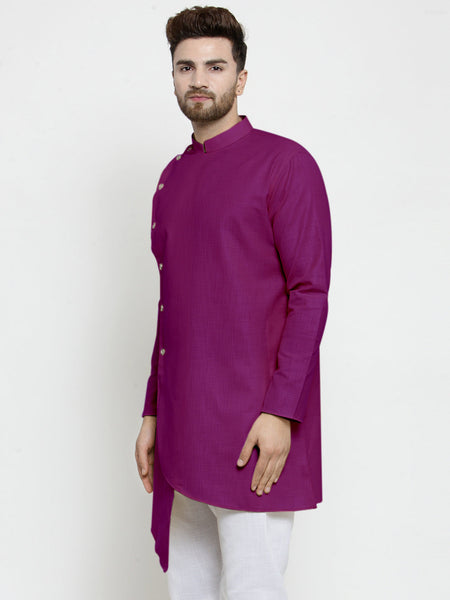 Designer Purple Linen Kurta For Men By Luxury at Less