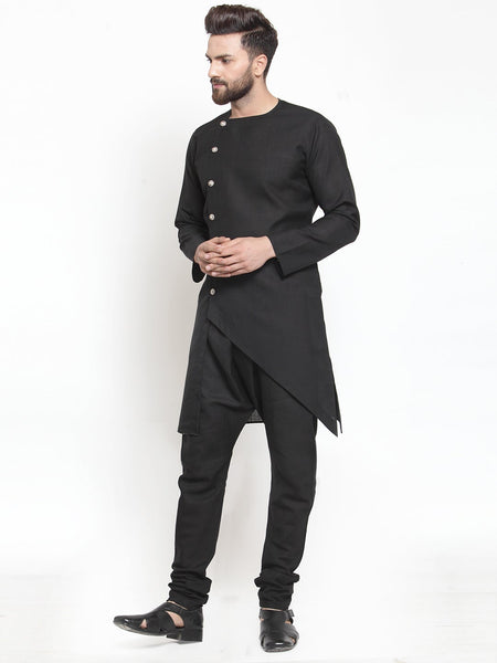 Designer Linen Kurta Black Pajama Set