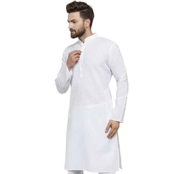 New Linen Plain Kurta In White By Luxury at Less