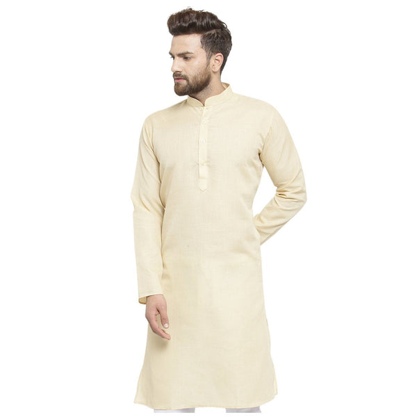 New Lenin Plain Kurta In Beige By Luxury at Less