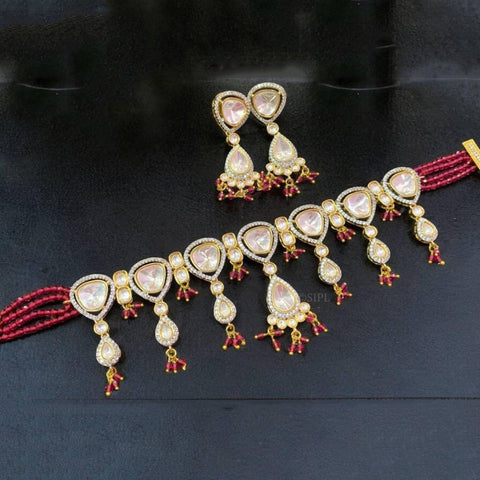 Gold-Plated Kundan-Studded & Artificial Beaded Jewellery Set