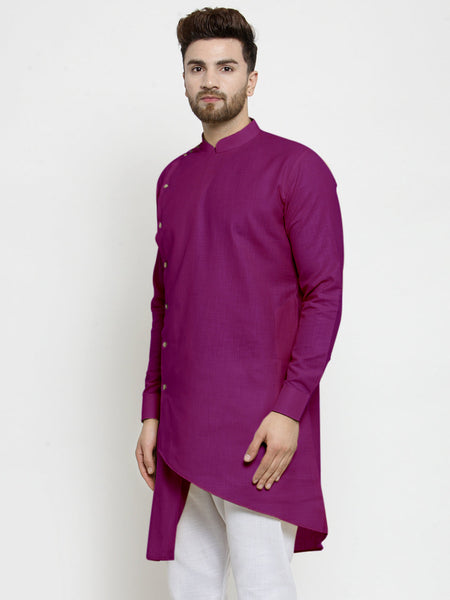 Designer Purple Linen Kurta For Men By Luxury at Less