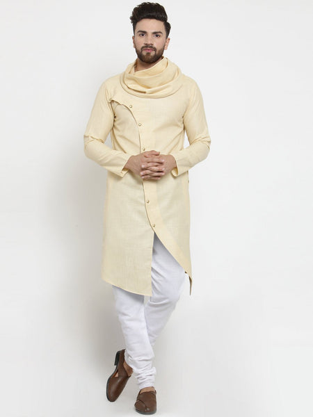 Designer Beige Kurta and Pajama Set for men by Luxury at Less