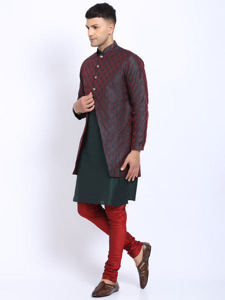 3 Pc set of Brocade Jacket with Kurta & Churidar Pajama by Luxury at Less