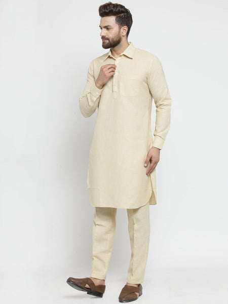 Designer Linen Pathani Kurta Pajama Set