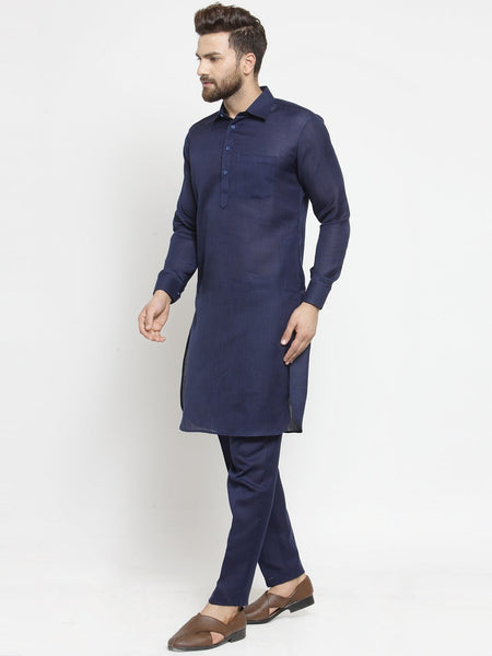 Designer Linen Pathani Kurta Pajama Set