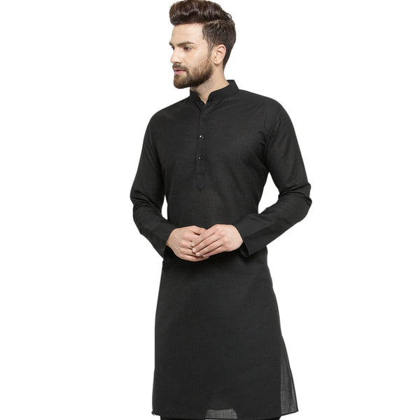 New Lenin Plain Kurta in Black By Luxury at Less