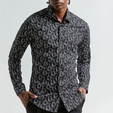 Luxury Logo Pattern Long-Sleeve Shirt