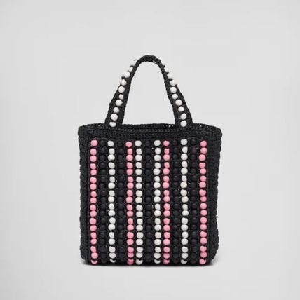 Imported Raffia & Wood Bead Tote