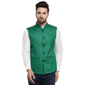 Luxury at Less Dark Green Nehru jacket For Men Stylish Latest Design Suitable for Ethnic Wear/Wedding Wear/ Formal Wear/Casual Wear