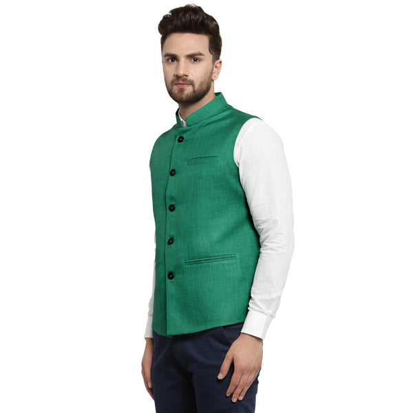 Luxury at Less Dark Green Nehru jacket For Men Stylish Latest Design Suitable for Ethnic Wear/Wedding Wear/ Formal Wear/Casual Wear