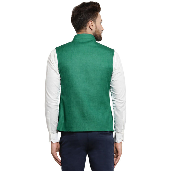 Luxury at Less Dark Green Nehru jacket For Men Stylish Latest Design Suitable for Ethnic Wear/Wedding Wear/ Formal Wear/Casual Wear