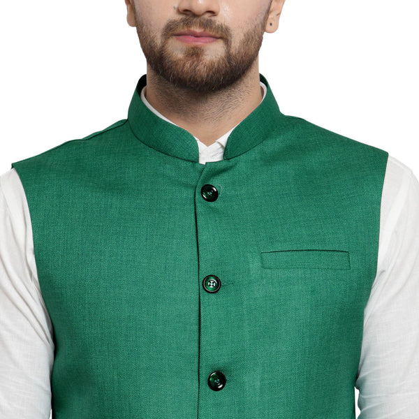 Luxury at Less Dark Green Nehru jacket For Men Stylish Latest Design Suitable for Ethnic Wear/Wedding Wear/ Formal Wear/Casual Wear