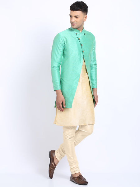 3 Pc set of Brocade Jacket with Kurta & Churidar Pajama by Luxury at Less