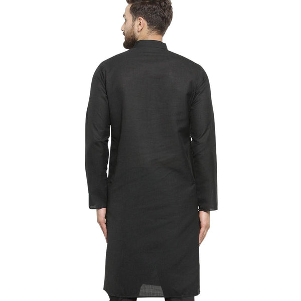 New Lenin Plain Kurta in Black By Luxury at Less